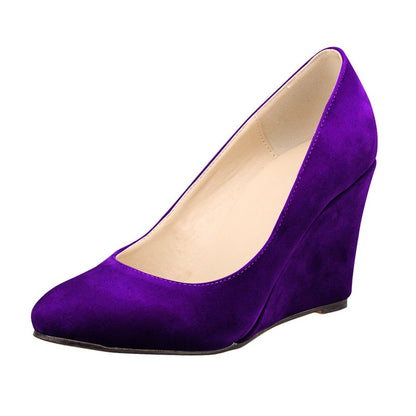 Funki Findz | Shoes | Women's High Heeled Flock Wedge Pumps