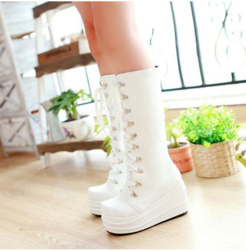 Funki Findz | Boots | Women's High Platform Gothic Wedge Boot