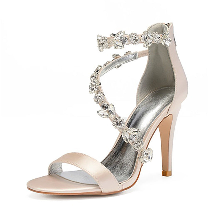 Funki Findz | Shoes | Women's Elegant Satin Crystal High Stiletto