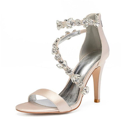 Funki Findz | Shoes | Women's Elegant Satin Crystal High Stiletto