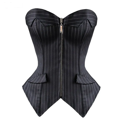 Funki Findz | Lingerie | Women's Black Pin Striped Zip Up Corset