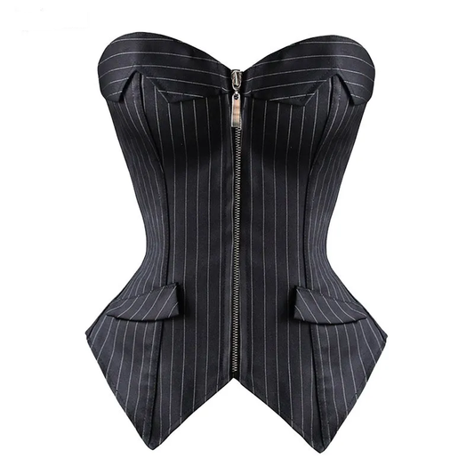 Funki Findz | Lingerie | Women's Black Pin Striped Zip Up Corset