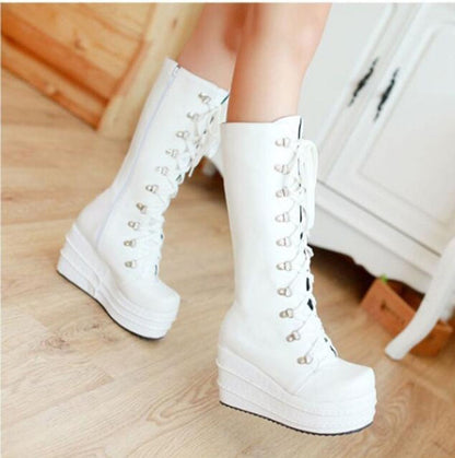 Funki Findz | Boots | Women's High Platform Gothic Wedge Boot