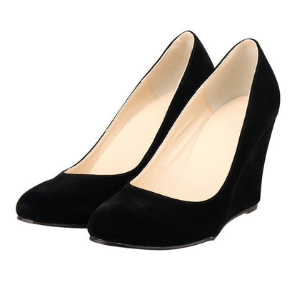 Funki Findz | Shoes | Women's High Heeled Flock Wedge Pumps