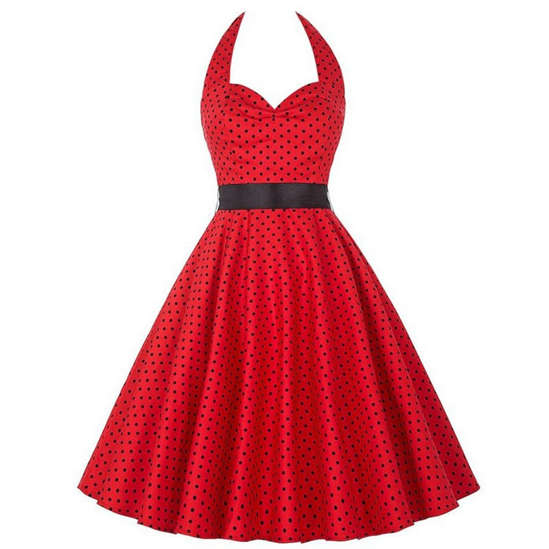 Funki Findz | Dresses | Women's Polka Dot Swing Halter Dress