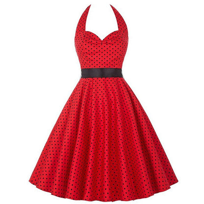 Funki Findz | Dresses | Women's Polka Dot Swing Halter Dress