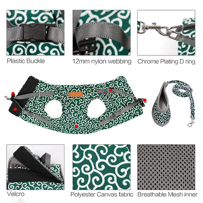 Funki Findz | Pet Harnesses | Cat Harness Walking Lead Vest Set
