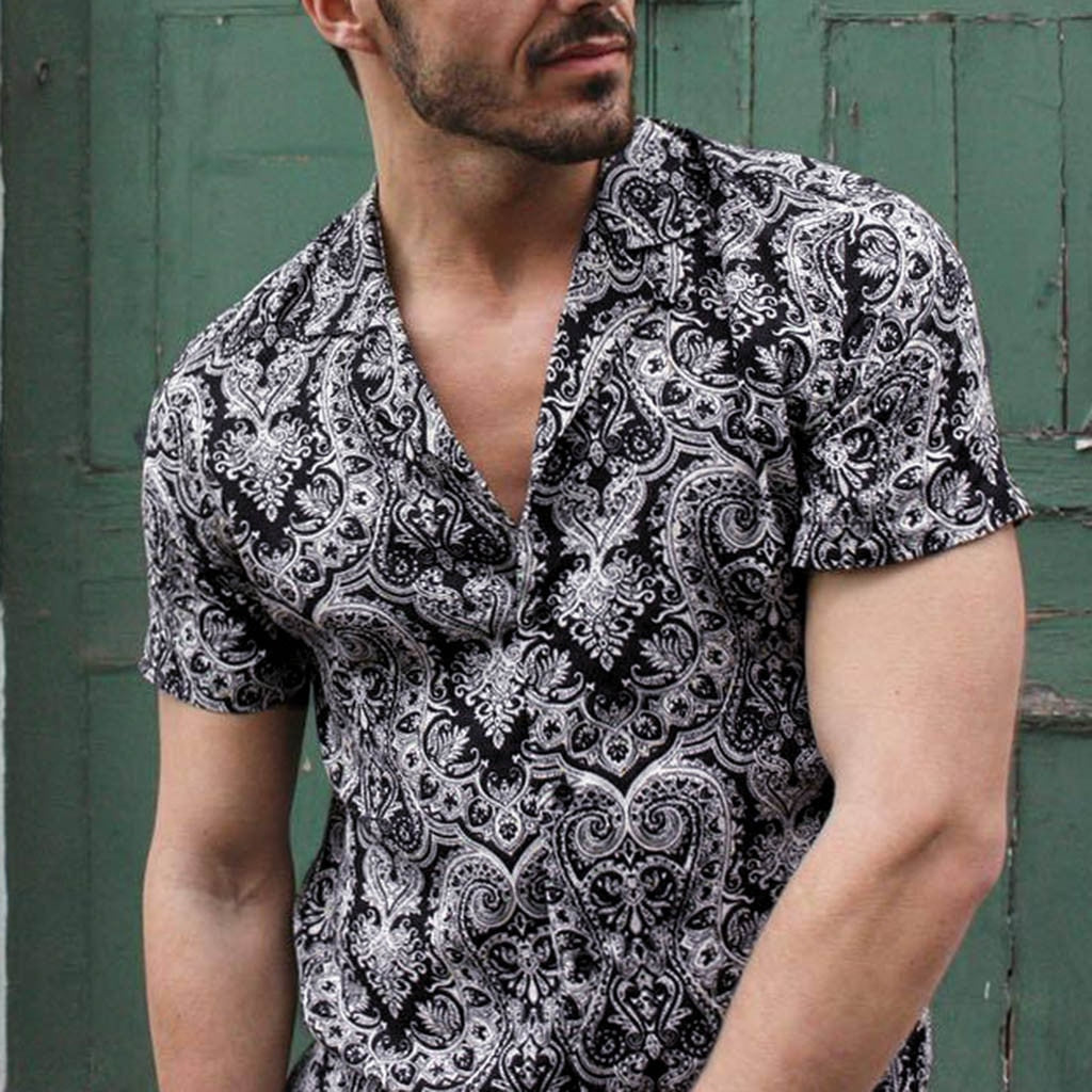 Funki Findz | Shirts | Men's Floral Hipster Short Sleeve Dress Shirt
