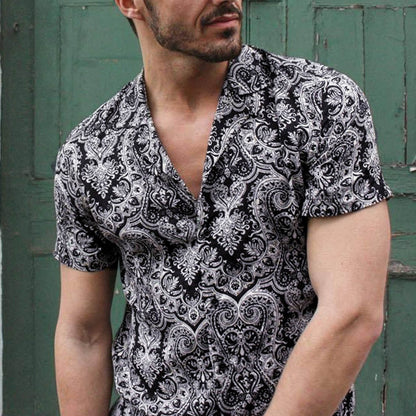 Funki Findz | Shirts | Men's Floral Hipster Short Sleeve Dress Shirt