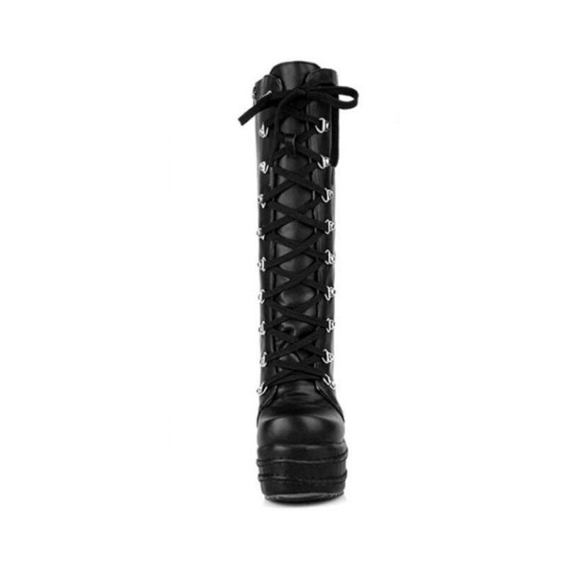 Funki Findz | Boots | Women's High Platform Gothic Wedge Boot