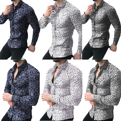Funki Findz | Shirts | Men's Long Sleeve SlimFit Floral Dress Shirt