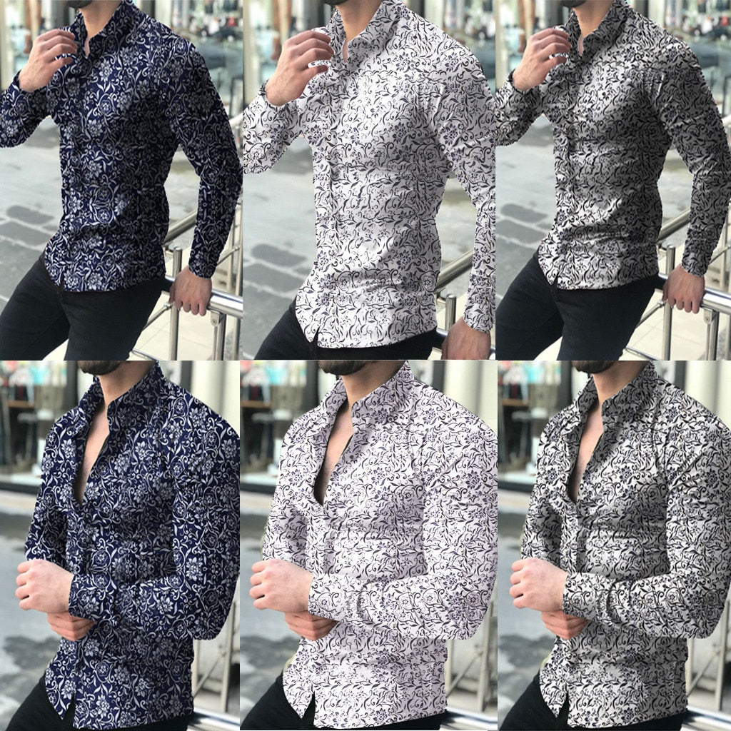 Funki Findz | Shirts | Men's Long Sleeve SlimFit Floral Dress Shirt