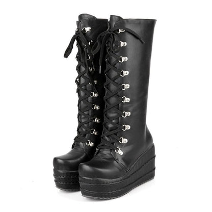 Funki Findz | Boots | Women's High Platform Gothic Wedge Boot