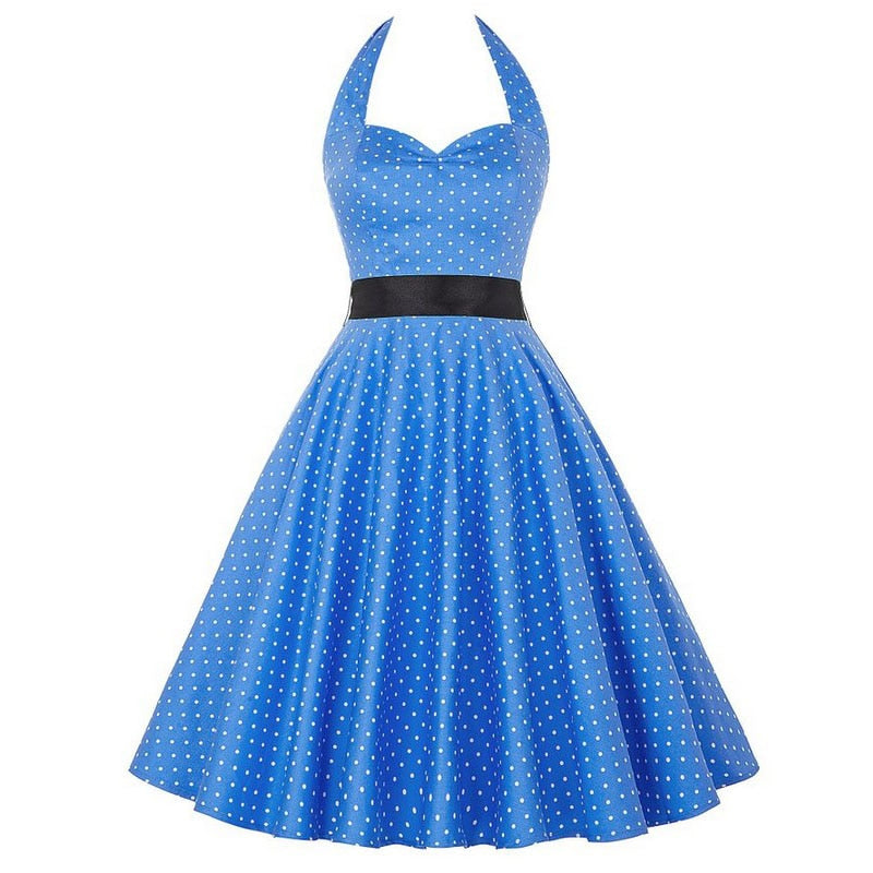 Funki Findz | Dresses | Women's Polka Dot Swing Halter Dress