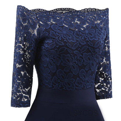 Funki Findz | Dresses | Women's Elegant Lace Chiffon Midi Dress