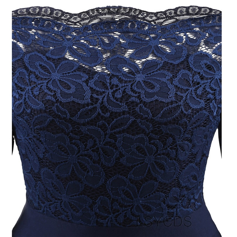 Funki Findz | Dresses | Women's Elegant Lace Chiffon Midi Dress