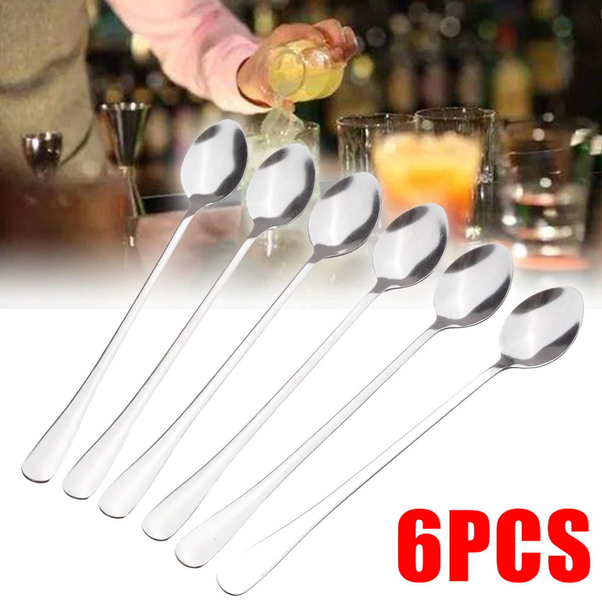 Funki Findz | Spoons | Stainless Steel Long Coffee Spoons 6Pcs
