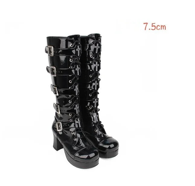 Funki Findz | Boots | Women's Punk Cross and Buckle Strap Boot