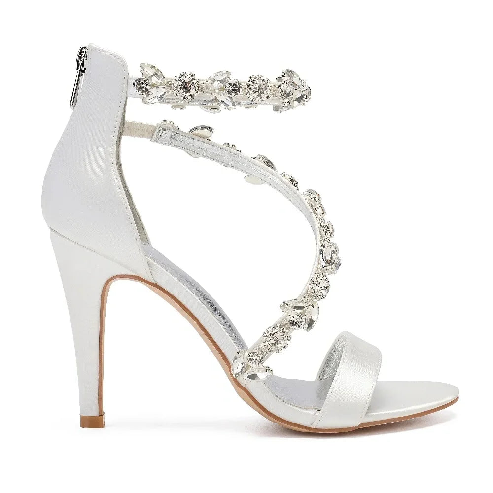 Funki Findz | Shoes | Women's Elegant Satin Crystal High Stiletto