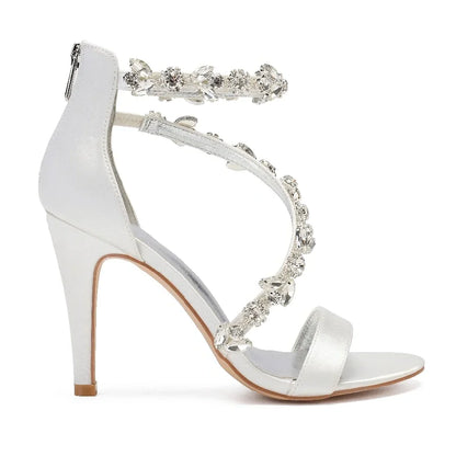 Funki Findz | Shoes | Women's Elegant Satin Crystal High Stiletto