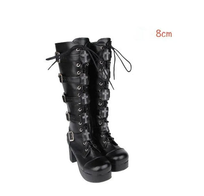 Funki Findz | Boots | Women's Punk Cross and Buckle Strap Boot