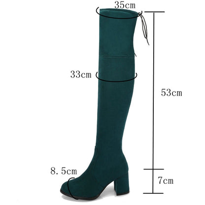 Funki Findz | Boots | Women's Thigh High Square Mid Heel Boots