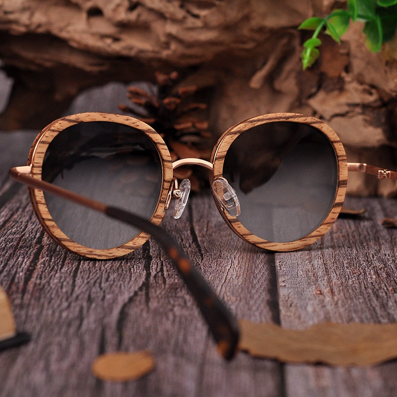 Funki Findz | Sunglasses | Women's Wood Rim Retro Sunglasses
