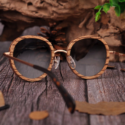 Funki Findz | Sunglasses | Women's Wood Rim Retro Sunglasses