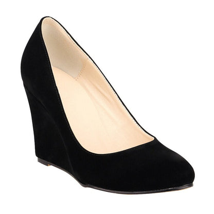 Funki Findz | Shoes | Women's High Heeled Flock Wedge Pumps