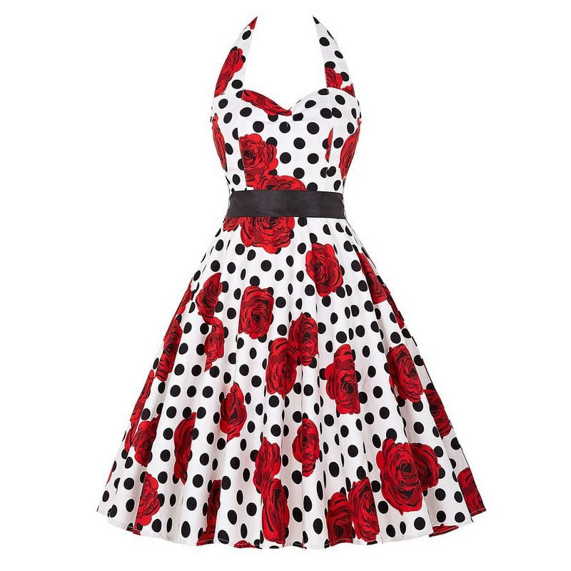 Funki Findz | Dresses | Women's Polka Dot Swing Halter Dress