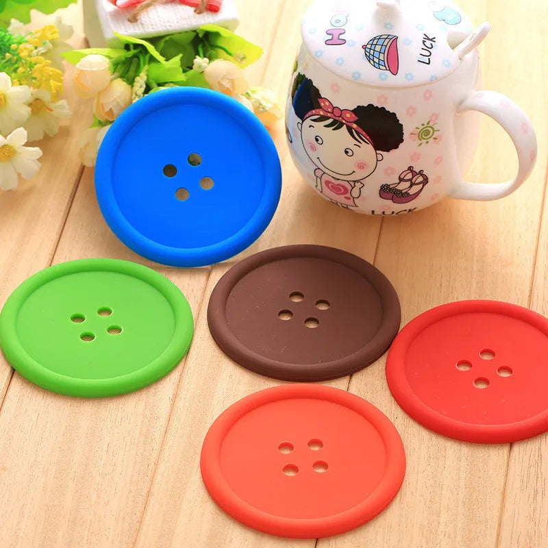 Funki Findz | Coasters | Button Shaped Silicone Coasters 5 Pcs