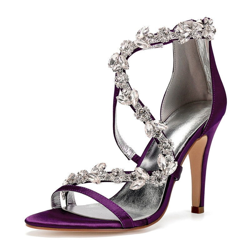 Funki Findz | Shoes | Women's Satin Crystal Bridal Prom Stilettos