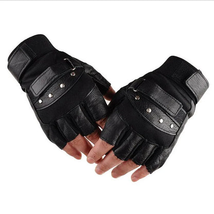 Funki Findz | Gloves | Men's Half Finger Leather Punk Gloves