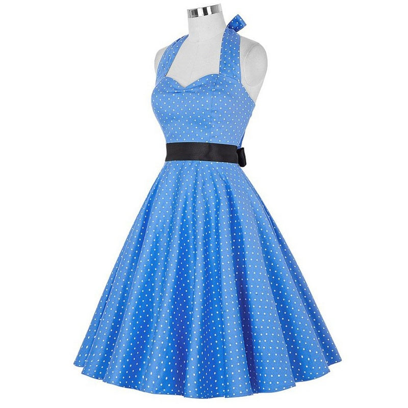 Funki Findz | Dresses | Women's Polka Dot Swing Halter Dress