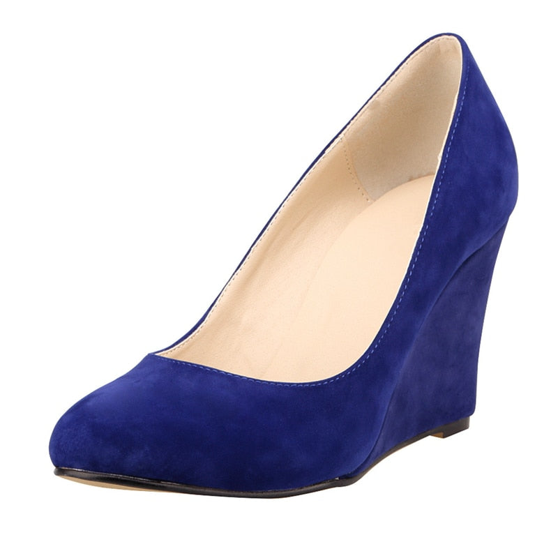 Funki Findz | Shoes | Women's High Heeled Flock Wedge Pumps