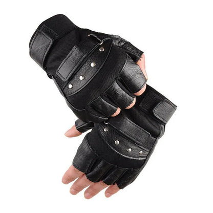 Funki Findz | Gloves | Men's Half Finger Leather Punk Gloves
