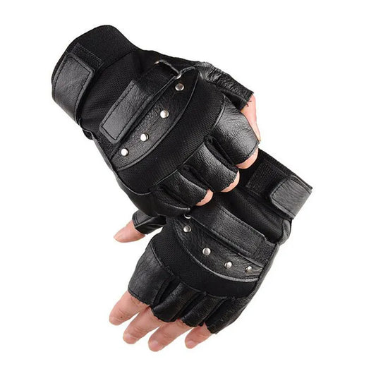 Funki Findz | Gloves | Men's Half Finger Leather Punk Gloves