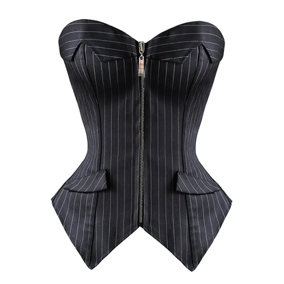 Funki Findz | Lingerie | Women's Black Pin Striped Zip Up Corset