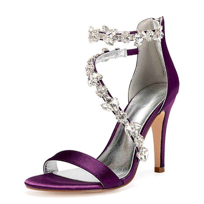 Funki Findz | Shoes | Women's Elegant Satin Crystal High Stiletto