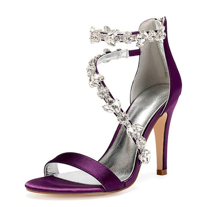 Funki Findz | Shoes | Women's Elegant Satin Crystal High Stiletto