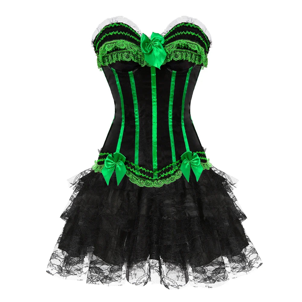 Funki Findz | Dresses | Women's Gothic Satin Lace Corset Dress