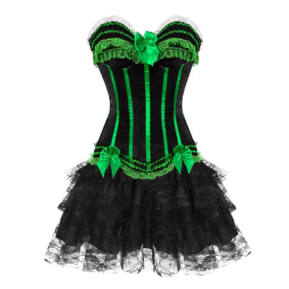 Funki Findz | Dresses | Women's Gothic Satin Lace Corset Dress