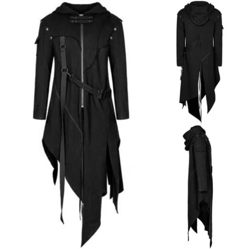 Funki Findz | Jackets | Men's Dark Gothic Long Hooded Jacket