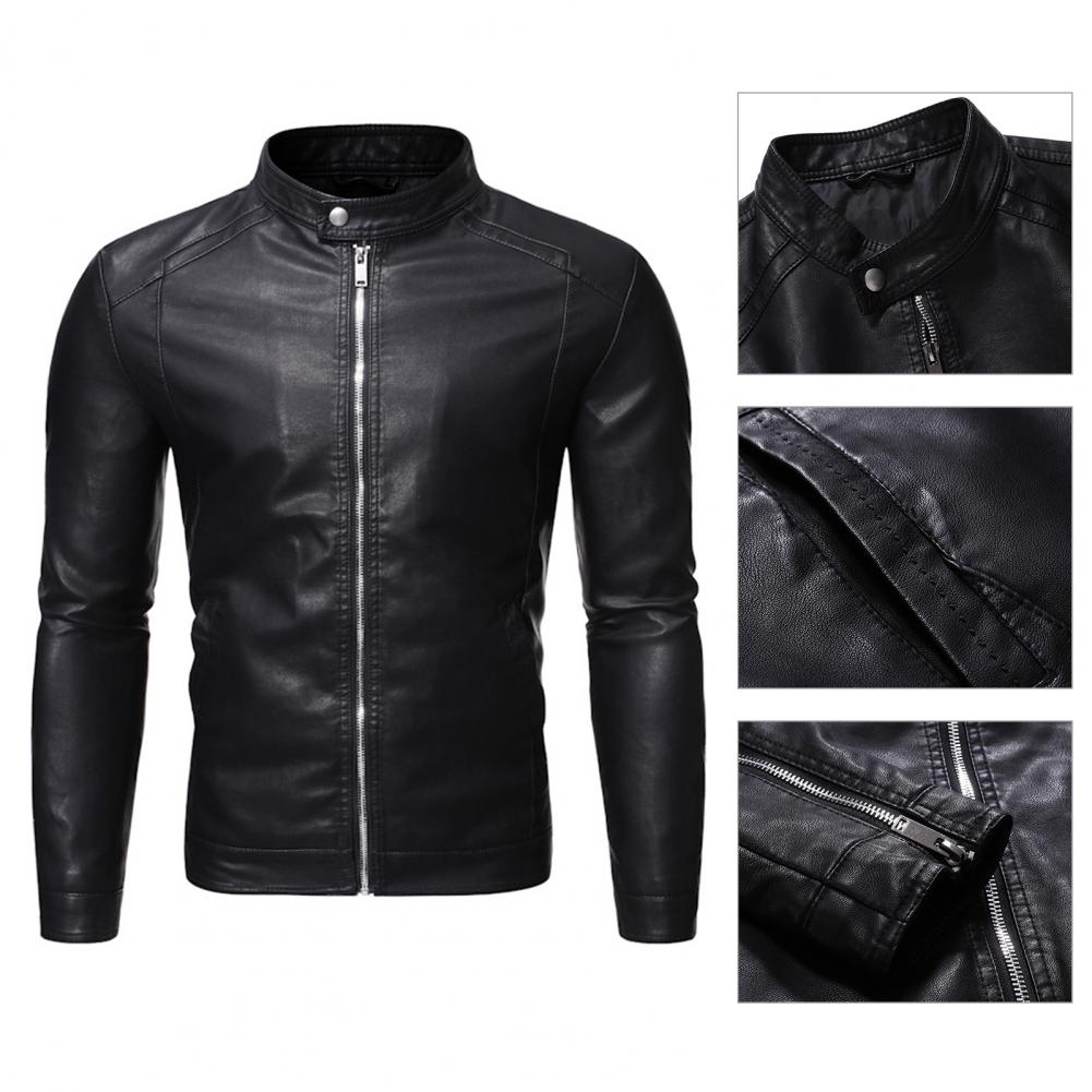 Funki Findz | Jackets | Men's Faux Leather Stand Collar Jacket