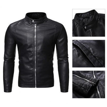 Funki Findz | Jackets | Men's Faux Leather Stand Collar Jacket