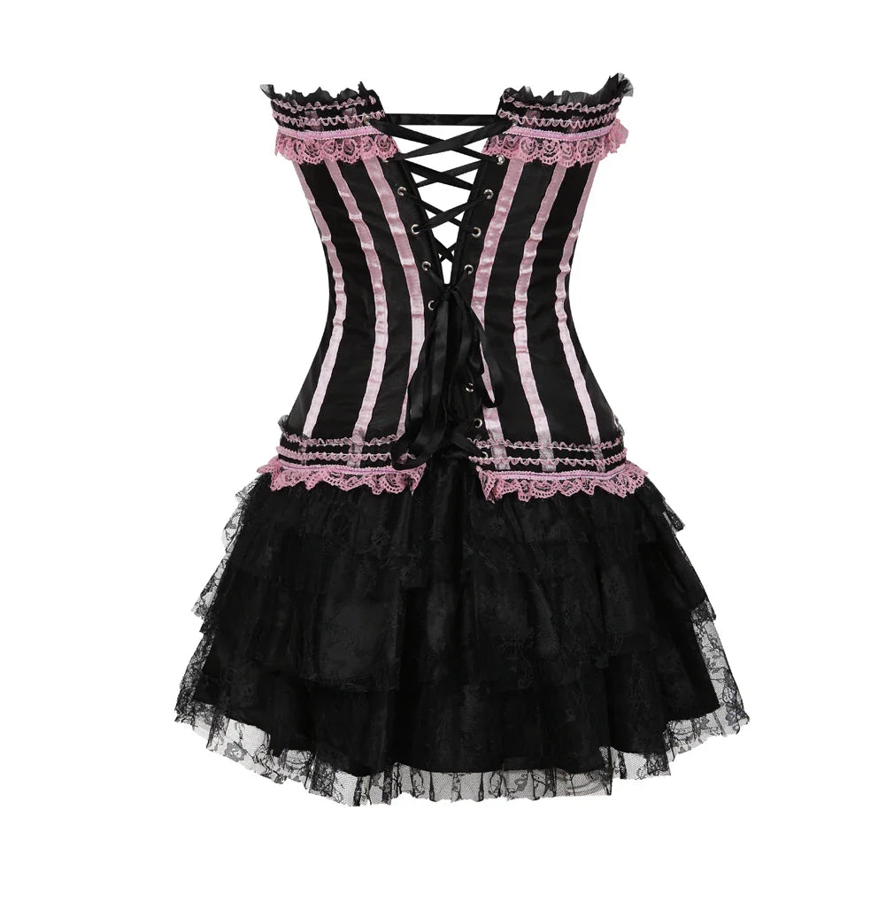 Funki Findz | Dresses | Women's Gothic Satin Lace Corset Dress