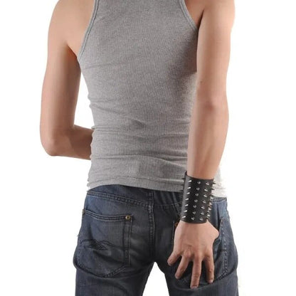 Funki Findz | Bracelets | Unisex Leather Spiked Wristband
