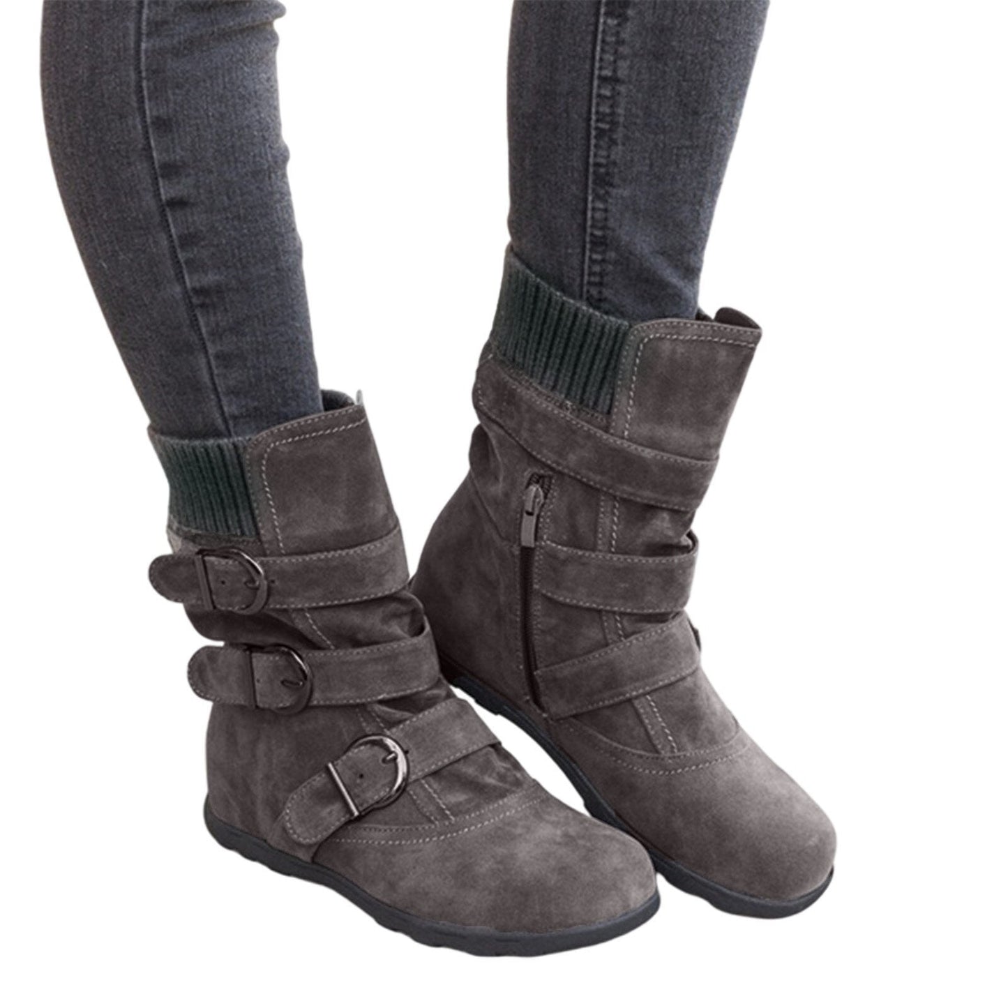 Funki Findz | Boots | Women's Buckled Suede Snow Ankle Boots
