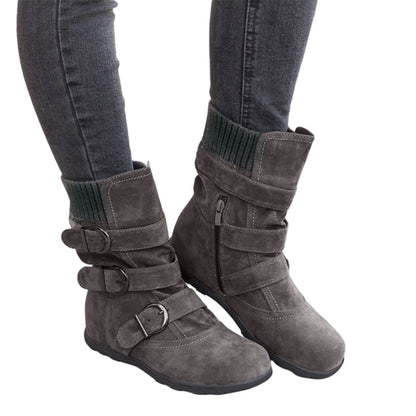 Funki Findz | Boots | Women's Buckled Suede Snow Ankle Boots