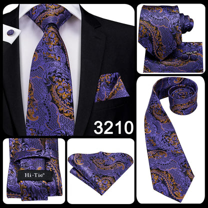 Funki Findz | Neckties | Men's Purple Silk Wedding 3Pcs Tie Set